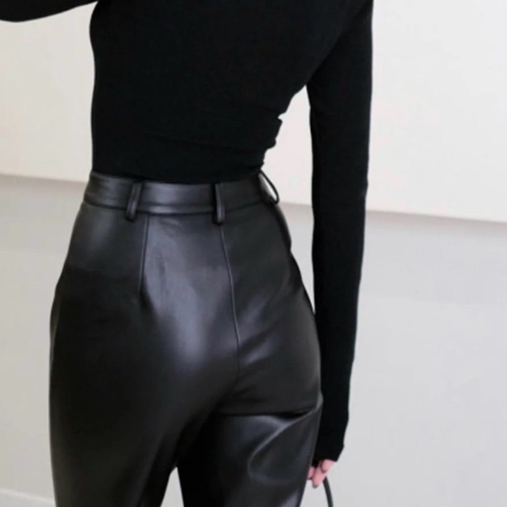 NWT Commense High Waist Faux Leather Pants 🖤 Size S - Picture 4 of 6
